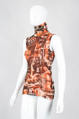 Recess Los Angeles Vintage Jean Paul Gaultier Soleil Sepia Cinema Mesh Sleeveless Top