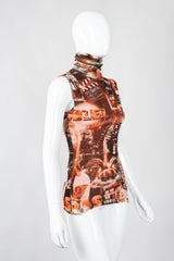 Recess Los Angeles Vintage Jean Paul Gaultier Soleil Sepia Cinema Mesh Sleeveless Top