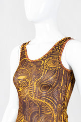 Recess Los Angeles Vintage Jean Paul Gaultier Soleil Tattoo Illusion Mesh Tumeric Tank