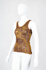 Recess Los Angeles Vintage Jean Paul Gaultier Soleil Tattoo Illusion Mesh Tumeric Tank