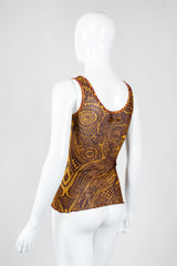 Recess Los Angeles Vintage Jean Paul Gaultier Soleil Tattoo Illusion Mesh Tumeric Tank