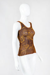 Recess Los Angeles Vintage Jean Paul Gaultier Soleil Tattoo Illusion Mesh Tumeric Tank