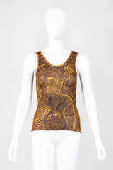 Recess Los Angeles Vintage Jean Paul Gaultier Soleil Tattoo Illusion Mesh Tumeric Tank