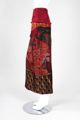 Recess Los Angeles Vintage Jean Paul Gaultier Chut Thai Mixed Print Silk Column Skirt Thai