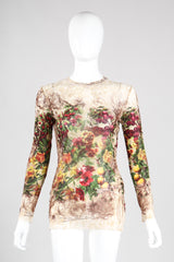 Recess Los Angeles Vintage Jean Paul Gaultier Maille Classique Floral Sketch Art Mesh T-Shirt