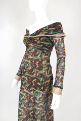 Recess Designer Consignment Vintage Jean Paul Gaultier Mesh Net Camo Camouflage Dress Los Angeles Resale