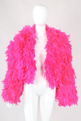 Recess Designer Consignment Vintage Jeanette Kastenberg St. Martin Vivid Hot Pink Feather Chubby Jacket Los Angeles Resale