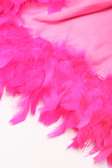 Recess Designer Consignment Vintage Jeanette Kastenberg St. Martin Vivid Hot Pink Feather Chubby Jacket Los Angeles Resale
