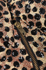 Recess Los Angeles Vintage Jeanette St Martin Cheetah Leopard Sequins Squiggly Embroidery Zip Up Motorcycle Jacket