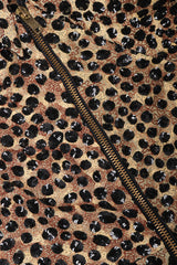 Recess Los Angeles Vintage Jeanette St Martin Cheetah Leopard Sequins Squiggly Embroidery Zip Up Motorcycle Jacket