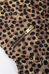 Recess Los Angeles Vintage Jeanette St Martin Cheetah Leopard Sequins Squiggly Embroidery Zip Up Motorcycle Jacket