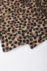 Recess Los Angeles Vintage Jeanette St Martin Cheetah Leopard Sequins Squiggly Embroidery Zip Up Motorcycle Jacket