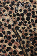 Recess Los Angeles Vintage Jeanette St Martin Cheetah Leopard Sequins Squiggly Embroidery Zip Up Motorcycle Jacket