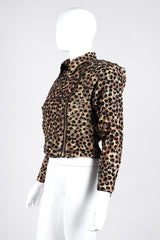 Recess Los Angeles Vintage Jeanette St Martin Cheetah Leopard Sequins Squiggly Embroidery Zip Up Motorcycle Jacket