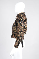 Recess Los Angeles Vintage Jeanette St Martin Cheetah Leopard Sequins Squiggly Embroidery Zip Up Motorcycle Jacket