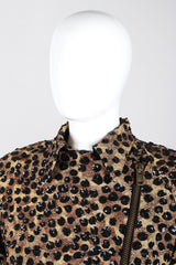 Recess Los Angeles Vintage Jeanette St Martin Cheetah Leopard Sequins Squiggly Embroidery Zip Up Motorcycle Jacket