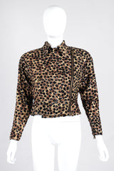 Recess Los Angeles Vintage Jeanette St Martin Cheetah Leopard Sequins Squiggly Embroidery Zip Up Motorcycle Jacket