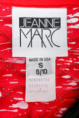 Recess Vintage Jeanne Marc label on red print fabric