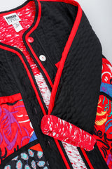 Recess Vintage Jeanne Marc Multicolor Quilted Patchwork Duster Coat, fabric print detail