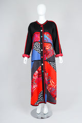 Recess Vintage Jeanne Marc Multicolor Quilted Patchwork Duster Coat on Mannequin, front
