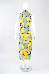 Recess Los Angeles Designer Consignment Resale Recycle Vintage Jeannene Booher Tropical Palm Print Cheongsam Sheath Dress