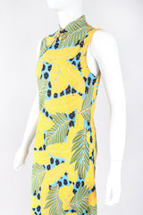 Recess Los Angeles Designer Consignment Resale Recycle Vintage Jeannene Booher Tropical Palm Print Cheongsam Sheath Dress