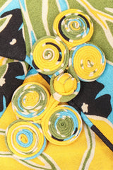 Recess Los Angeles Designer Consignment Resale Recycle Vintage Jeannene Booher Tropical Palm Print Cheongsam Sheath Dress