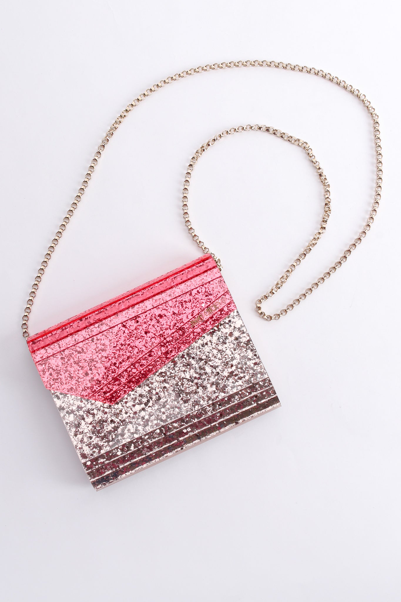 Jimmy Choo Two-Tone Acrylic Glitter Clutch Bag at Recess Los Angeles