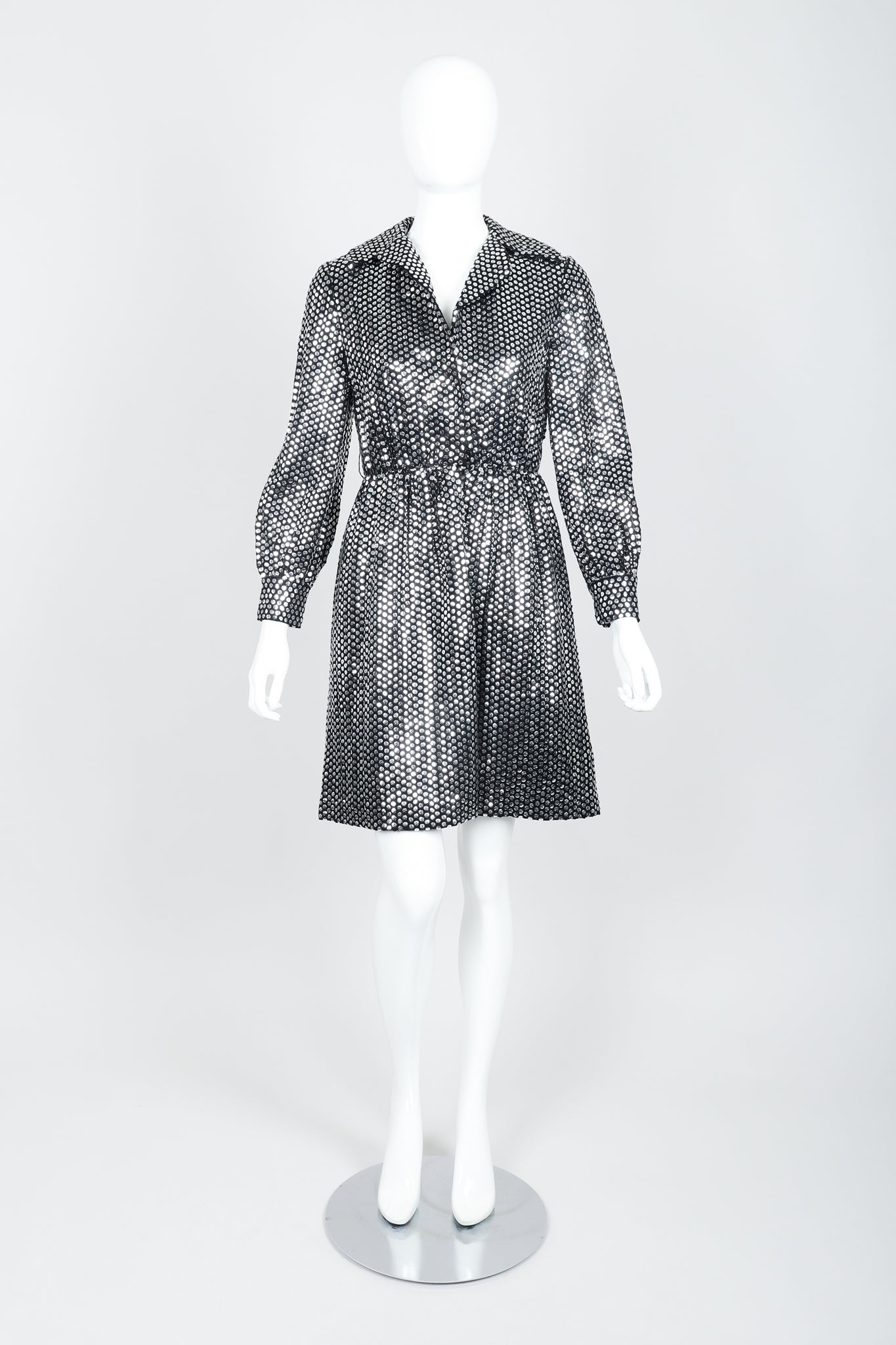 Vintage Joan Leslie by Kasper Sequin Mirror Shirtwaist Dress on Mannequin front at Recess 