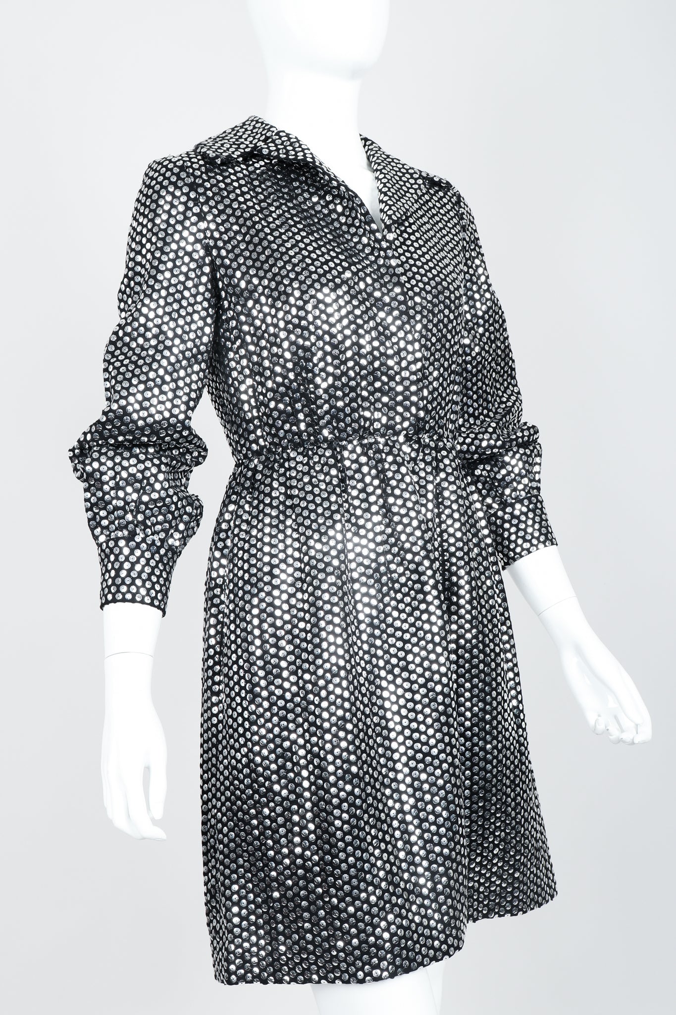 Vintage Joan Leslie by Kasper Sequin Mirror Shirtwaist Dress on Mannequin front crop at Recess 