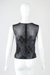 Recess Designer Consignment Vintage John Bartlett Sheer Rhinestone Argyle Top Clueless Los Angeles Resale
