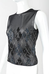 Recess Designer Consignment Vintage John Bartlett Sheer Rhinestone Argyle Top Clueless Los Angeles Resale