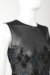 Recess Designer Consignment Vintage John Bartlett Sheer Rhinestone Argyle Top Clueless Los Angeles Resale