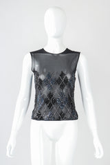 Recess Designer Consignment Vintage John Bartlett Sheer Rhinestone Argyle Top Clueless Los Angeles Resale