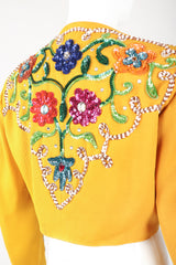 Recess Los Angeles Designer Consignment Vintage John Bauer Floral Sequin Boxy Crop Matador Jacket