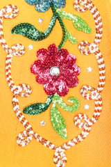 Recess Los Angeles Designer Consignment Vintage John Bauer Floral Sequin Boxy Crop Matador Jacket