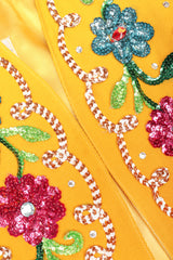 Recess Los Angeles Designer Consignment Vintage John Bauer Floral Sequin Boxy Crop Matador Jacket