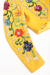 Recess Los Angeles Designer Consignment Vintage John Bauer Floral Sequin Boxy Crop Matador Jacket