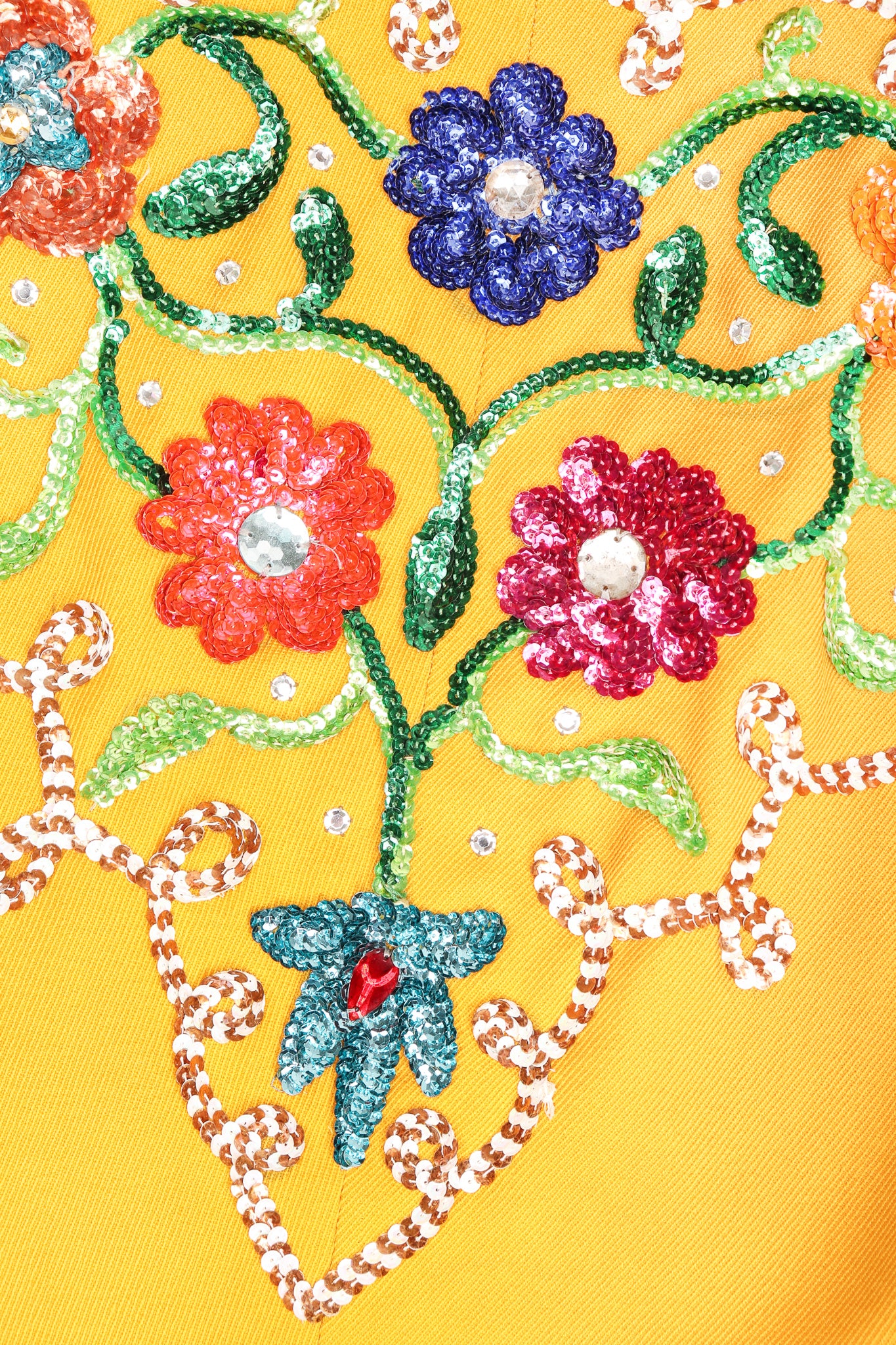 Recess Los Angeles Designer Consignment Vintage John Bauer Floral Sequin Boxy Crop Matador Jacket