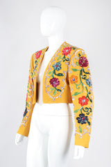 Recess Los Angeles Designer Consignment Vintage John Bauer Floral Sequin Boxy Crop Matador Jacket