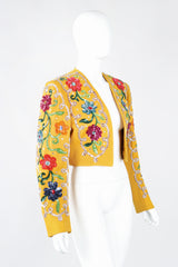 Recess Los Angeles Designer Consignment Vintage John Bauer Floral Sequin Boxy Crop Matador Jacket