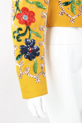 Recess Los Angeles Designer Consignment Vintage John Bauer Floral Sequin Boxy Crop Matador Jacket