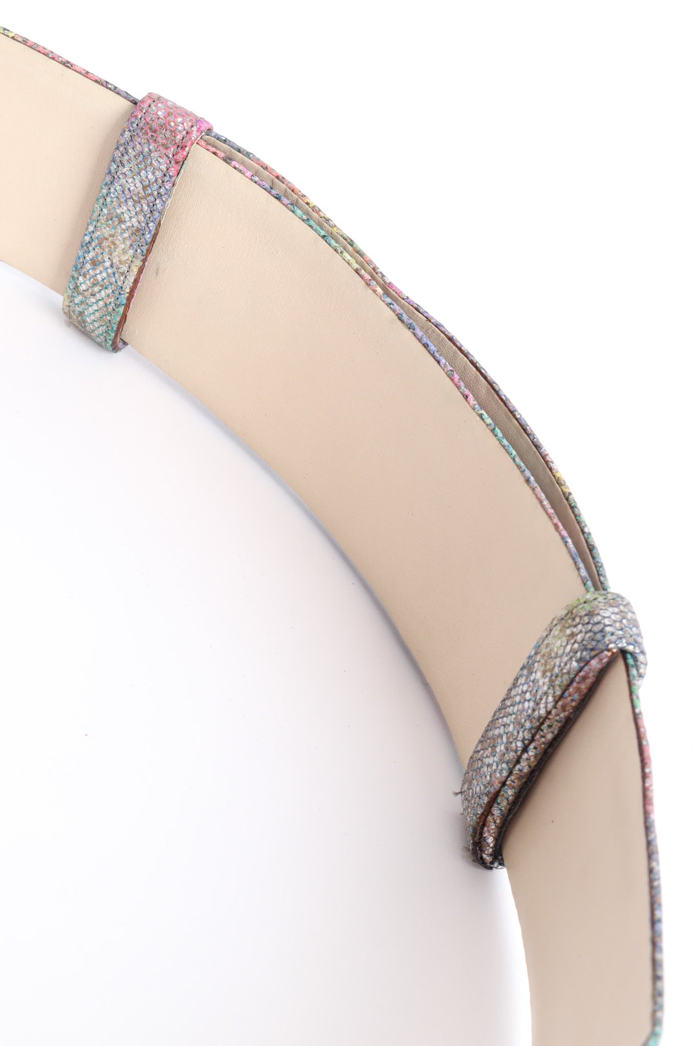 Vintage Judith Leiber Jeweled Snakeskin Leather Belt back extender reverse @ Recess LA