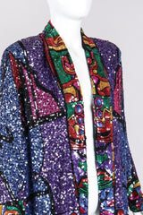 Recess Los Angeles Vintage Judith Ann Creations Stained Glass Mosaic Sequin Jacket
