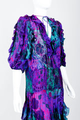 Vintage Judith Ann Creations Silk Ruffle Dress on Mannequin Crop Angled at Recess