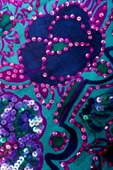 Vintage Judith Ann Creations Sequined Silk floral print fabric detail