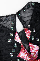 Vintage Judith Ann Creations Floral Arrangement Sequin Cocktail Dress Back Clasp at Recess