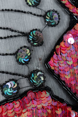 Vintage Judith Ann Creations Floral Arrangement Sequin Cocktail Dress Silk Fabric at Recess