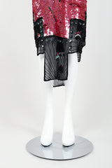 Vintage Judith Ann Creations Floral Arrangement Sequin Cocktail Dress Bottom Hem at Recess