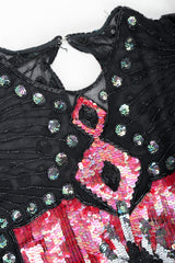 Vintage Judith Ann Creations Floral Arrangement Sequin Cocktail Dress Neckline at Recess